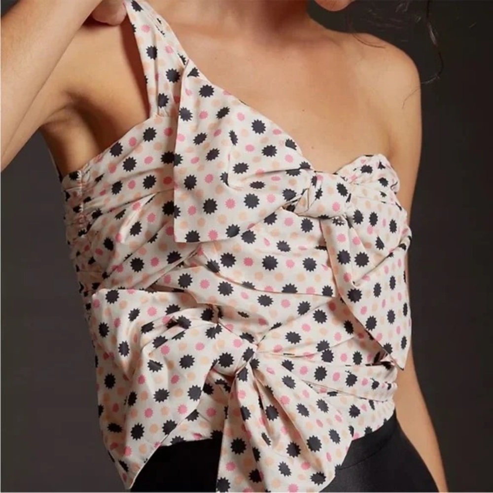 NWT! Anthropologie crop one shoulder bow blouse 10 P